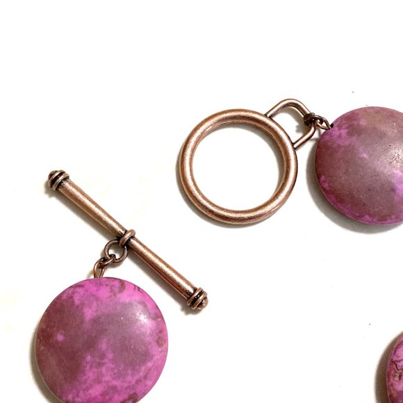 2/$20, Viva Magenta Agate Boho Bracelet, Chunky Bold Statement Copper Chain - Picture 2 of 9